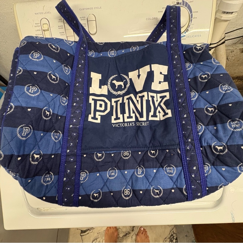 Victoria's Secret Love Pink Navy and Blue Tote. Vintage!